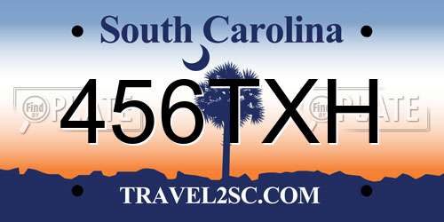 456TXH South Carolina License Plate
