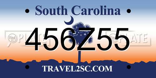 456Z55 South Carolina License Plate