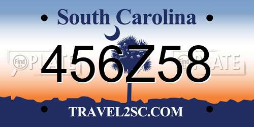 456Z58 South Carolina License Plate