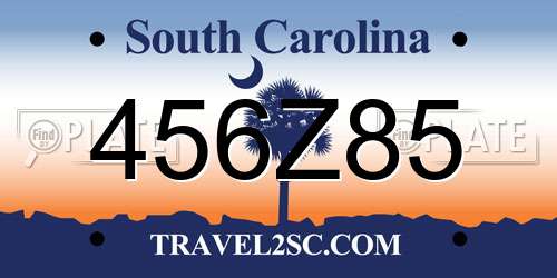 456Z85 South Carolina License Plate