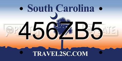 456ZB5 South Carolina License Plate