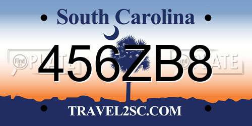 456ZB8 South Carolina License Plate