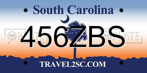 456ZBS South Carolina License Plate