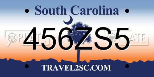 456ZS5 South Carolina License Plate