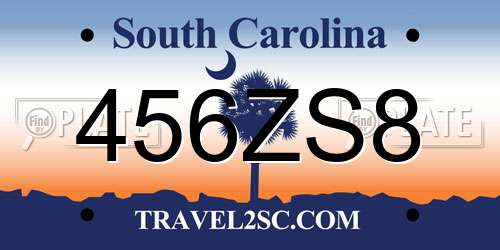 456ZS8 South Carolina License Plate
