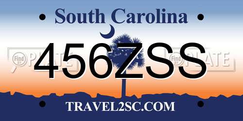 456ZSS South Carolina License Plate