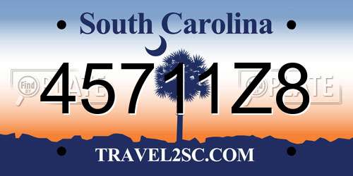 45711Z8 South Carolina License Plate