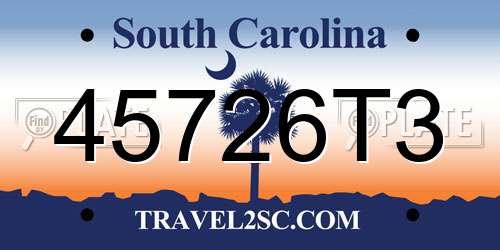 45726T3 South Carolina License Plate