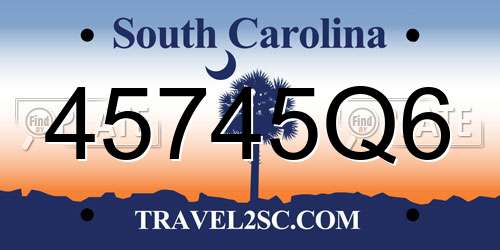 45745Q6 South Carolina License Plate