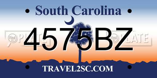4575BZ South Carolina License Plate