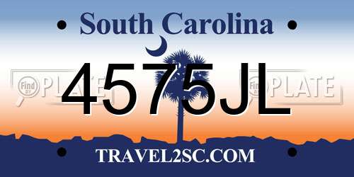 4575JL South Carolina License Plate