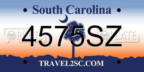 4575SZ South Carolina License Plate