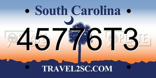 45776T3 South Carolina License Plate