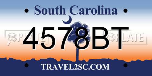 4578BT South Carolina License Plate