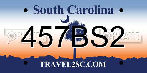 457BS2 South Carolina License Plate