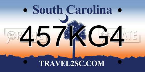 457KG4 South Carolina License Plate