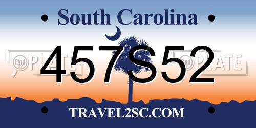 457S52 South Carolina License Plate