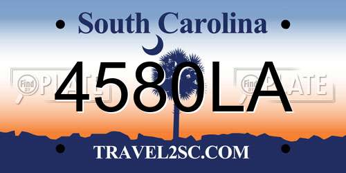 4580LA South Carolina License Plate