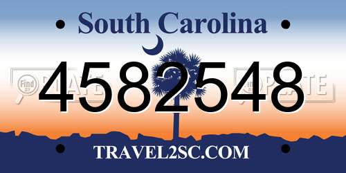 4582548 South Carolina License Plate