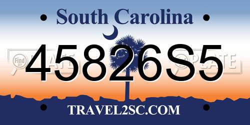 45826S5 South Carolina License Plate