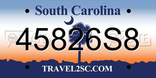 45826S8 South Carolina License Plate