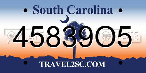45839O5 South Carolina License Plate