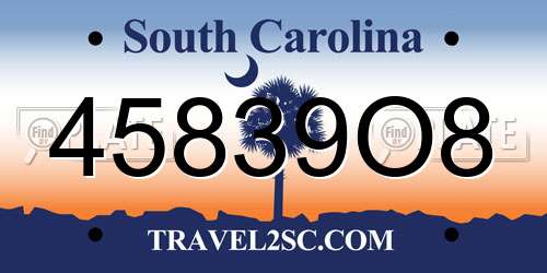 45839O8 South Carolina License Plate