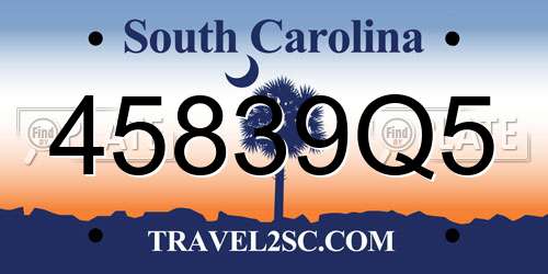 45839Q5 South Carolina License Plate