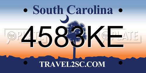 4583KE South Carolina License Plate