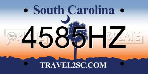 4585HZ South Carolina License Plate