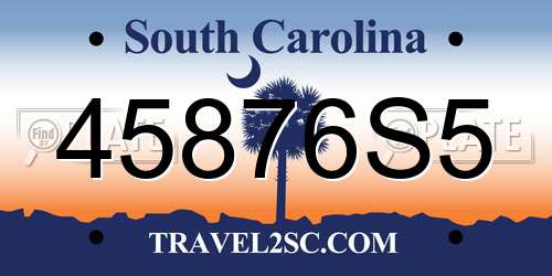 45876S5 South Carolina License Plate