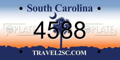 4588 South Carolina License Plate