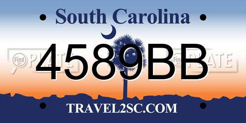 4589BB South Carolina License Plate