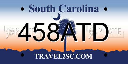 458ATD South Carolina License Plate