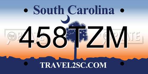 458TZM South Carolina License Plate