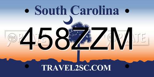458ZZM South Carolina License Plate