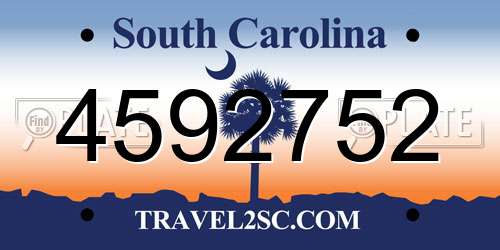4592752 South Carolina License Plate