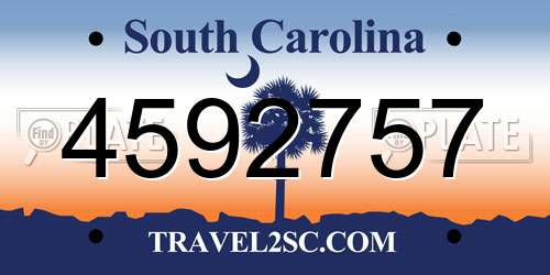 4592757 South Carolina License Plate