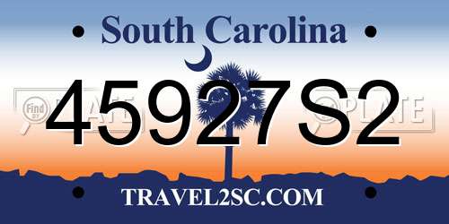 45927S2 South Carolina License Plate