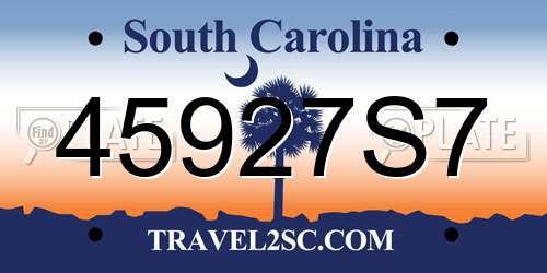 45927S7 South Carolina License Plate