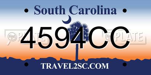 4594CC South Carolina License Plate