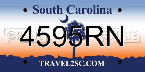 4595RN South Carolina License Plate