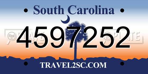 4597252 South Carolina License Plate
