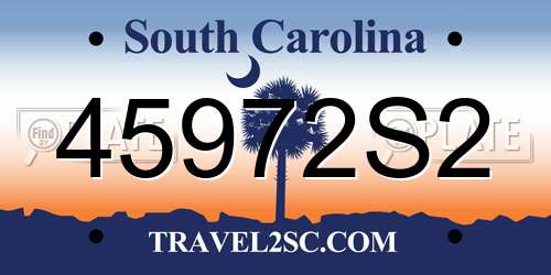 45972S2 South Carolina License Plate