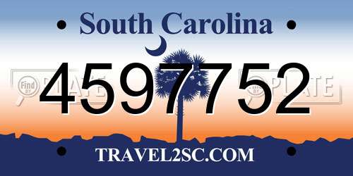 4597752 South Carolina License Plate