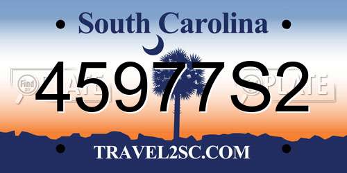45977S2 South Carolina License Plate