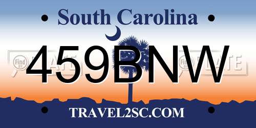459BNW South Carolina License Plate