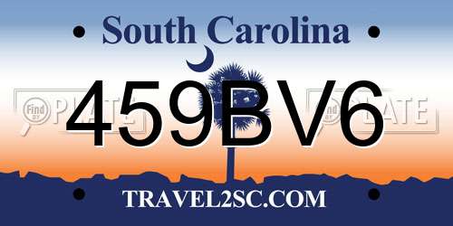 459BV6 South Carolina License Plate