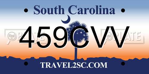 459CVV South Carolina License Plate