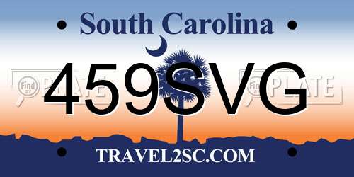 459SVG South Carolina License Plate